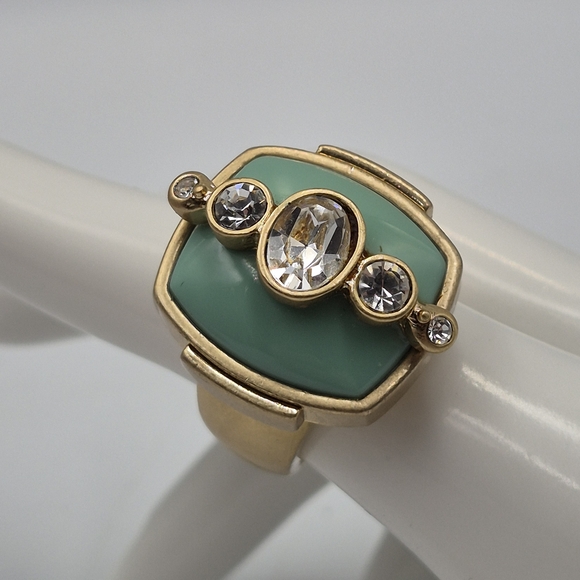 Lia Sophia Chunky Gold Ring Turquoise & Rhinestones - Picture 6 of 8